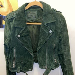 BlankNYC dark green suede motor jacket size small